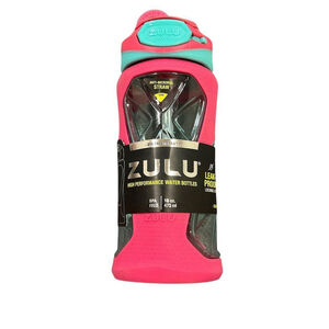 Zulu Kids Water Bottle 16oz Pink Straw NWT
